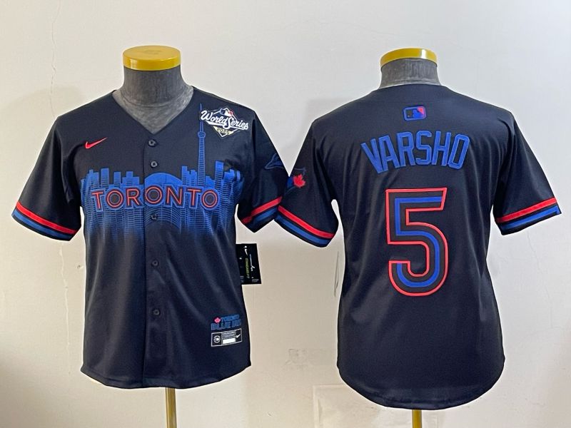 Youth 2025 Nike Toronto Blue Jays #5 Varsho Blue Game MLB Jersey 03